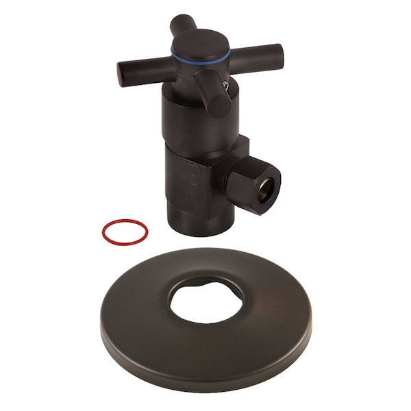 Kingston Brass 1/2"IPS x 3/8"O.D. Anti-Seize Deluxe Quarter-Turn Ceramic Hardisc Cartridge Angle Stop, Oil Rbd Brnz CD43305DXK - main
